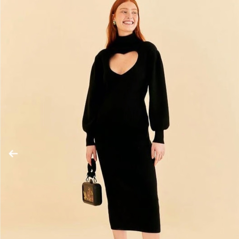 NWT Farm Rio Black Heart Cutout Sweater Dress